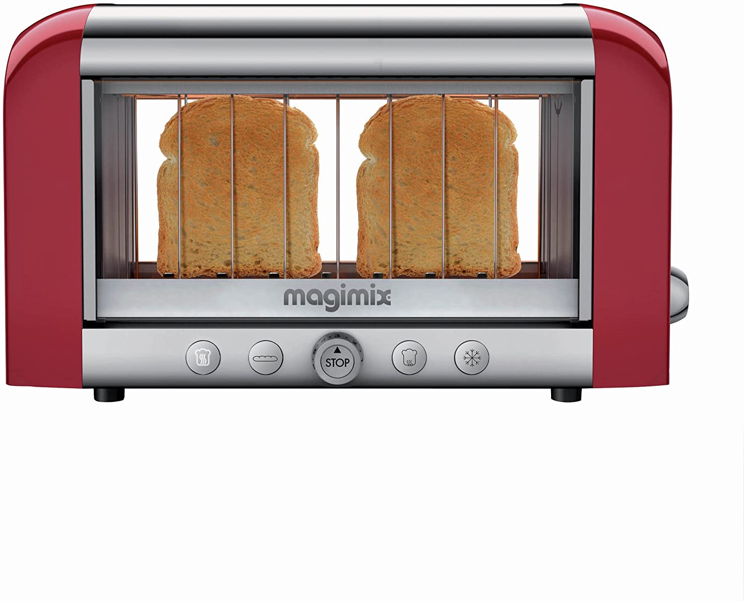 Magimix烤面包机视觉红色1450瓦玻璃烤面包机