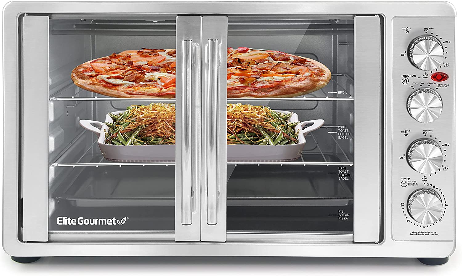 Elite Gourmet ETO-4510M双法式门台面对流烤箱