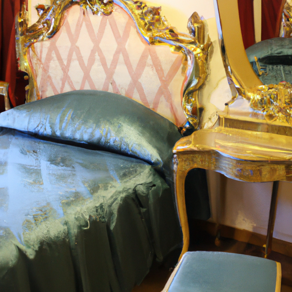 皇家风格的床和梳妆台