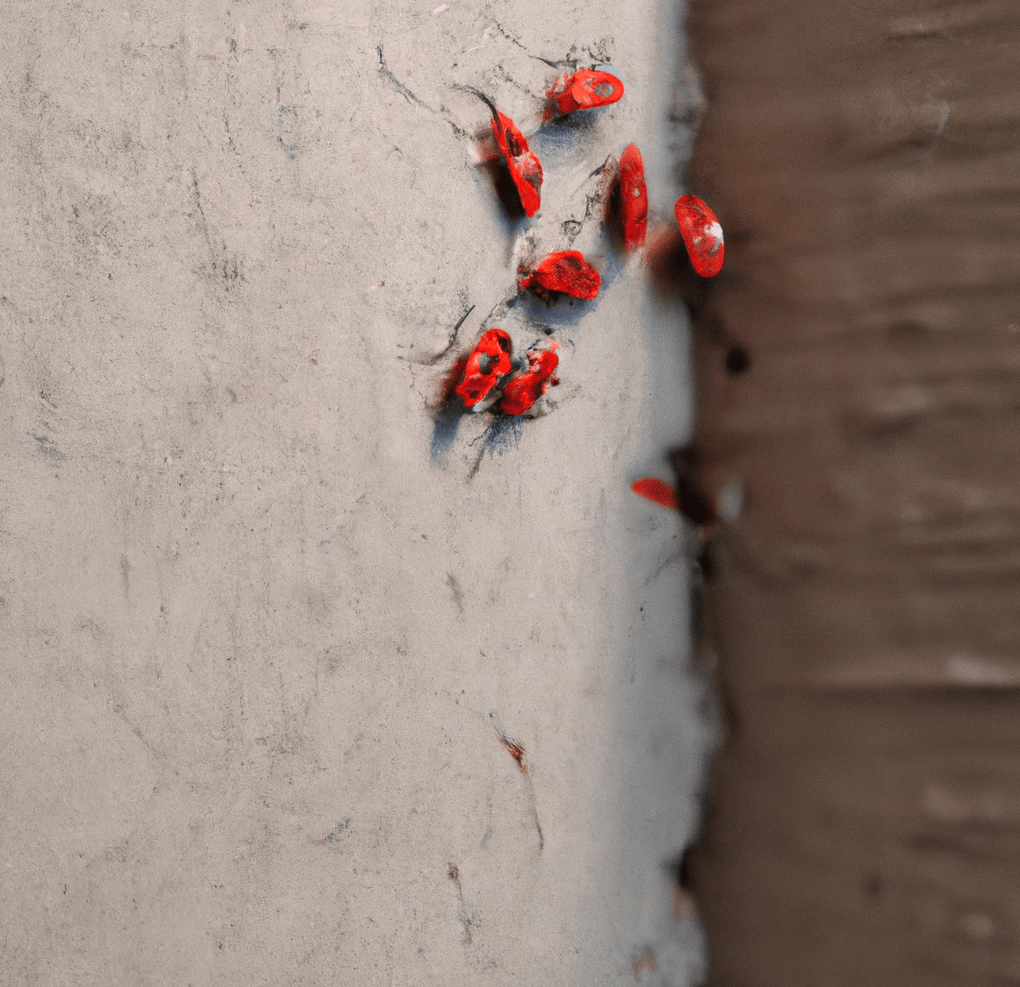 无数的红房子的墙上的虫子