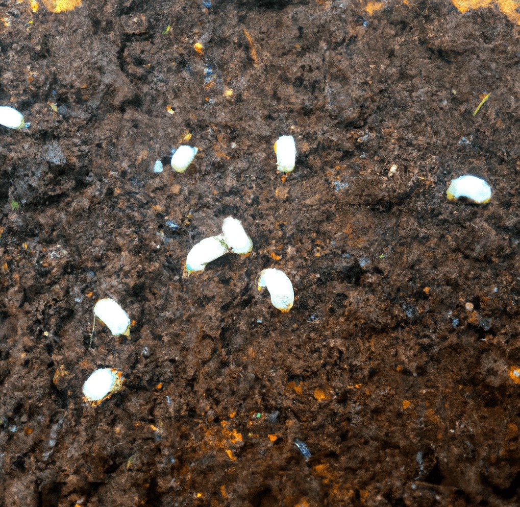 迷你白虫子在土壤中