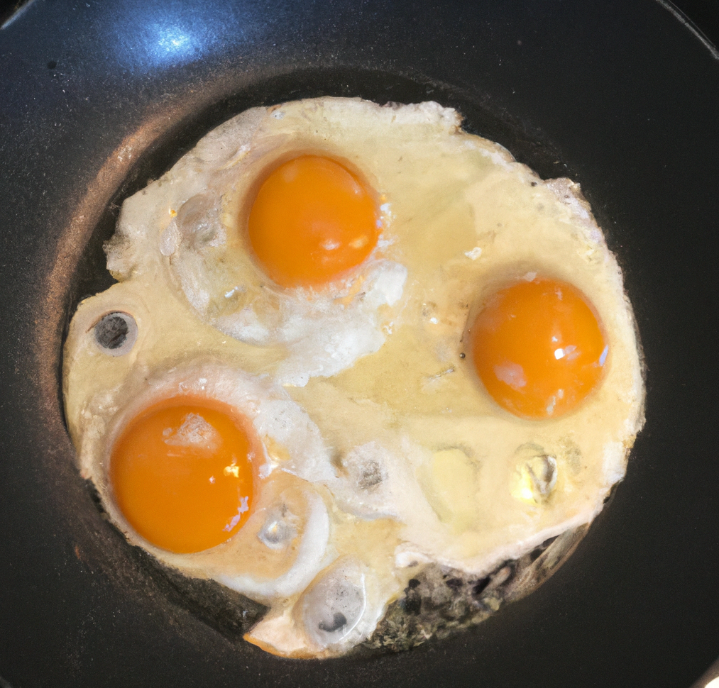 鸡蛋煎在非粘锅